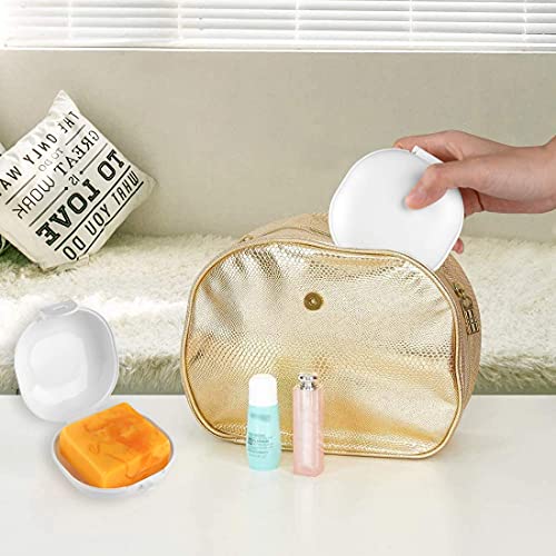 2 Pack Travel Soap Case, Portable Travel Soap Container Small Holder Case, Airtight Soap Box Tray for Shower Bathroom Outdoor (White) - color: White-small