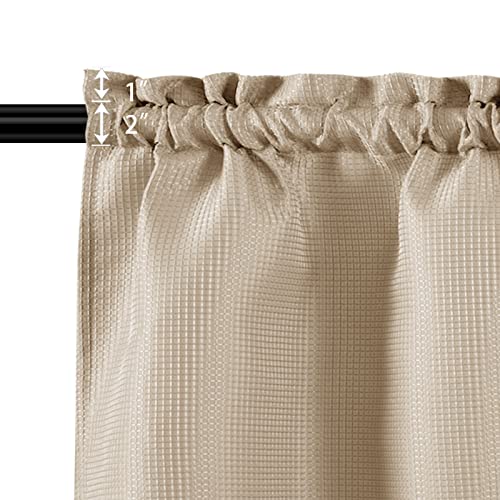 Valea Home Waffle Weave Textured Bathroom Window Curtains Water Repellent Short Curtains Window Covering Half Window Curtains Kitchen Tiers 24 inch Length, Taupe, Set of 2 - color: Taupe, size: 36"W x 24"L (Pack of 2)