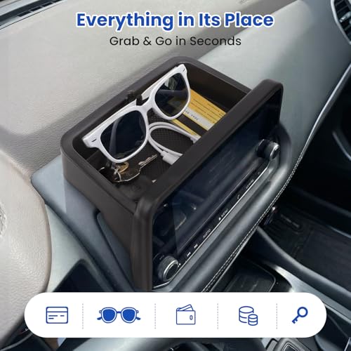 8-Inch Screen Only Dashboard Organizer for Nissan Rogue 2021-2026, Behind Screen Dashboard Tray for 21-26 S/SV, 21-23 SL, 25-26 Rock Creek, Anti-Slip ABS Storage Box with Sunglasses Holder