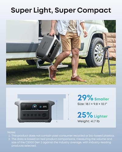 Anker SOLIX C2000 Gen 2 Portable Power Station with Alternator Charger, 2,400W (Peak 4,000W) Solar Generator, Full Charge in 58 Min, 2048wh LiFePO4 Battery Compatible with 99% of RVs and Gas Vehicles - style: Alternator Charger+C2000 Gen 2