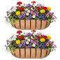 24“ Window Box Railing Planter with Coco Liner Metal Wall-Mounted Coconut Liner Planter Basket English Horse Trough Planters for Outdoor Deck Balcony Porch Fence Patio Black (2 Pack) - size: 24 Inch