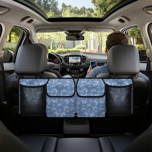 Butterfly Print Car Trunk Organizer with 4 Pockets Foldable Car Backseat Storage Bag Universal Detachable Auto Accessories for SUV Hatchback Crossover Minivan - color: Butterfly Print