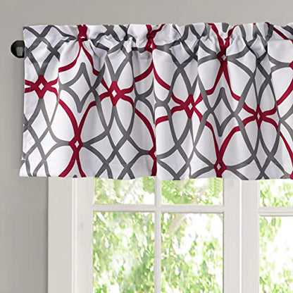 H.VERSAILTEX Blackout Curtain Valances for Kitchen/Bathroom - Thermal Insulated Window Valances for Living Room/Bedroom Rod Pocket Short Curtain 1 Panel, 52x18 inch, Geo in Burgundy and Gray - color: Geo in Burgundy and Gray