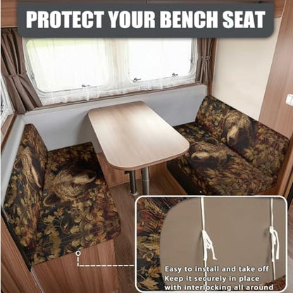Bear American Flag Camo Pattern 3 Pcs RV Dinette Cushion Covers Washable Camper Cushion Slipcover Stretch RV Seat Covers Pillow Case Sofa Slipover for Travel Trailer Couch - color: Bear American Flag Camo