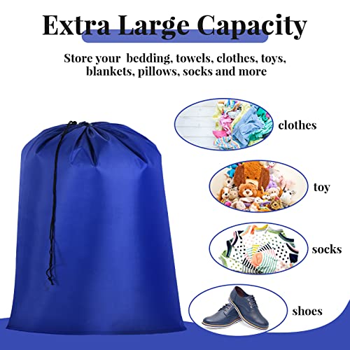 Woanger 12 Pack 28 x 45 Inch Extra Large Laundry Bags Bulk Washable Travel Laundry Bag with Drawstring Closure Large Dirty Clothes Organizer for College Dorm Home Hotel Camping(Blue) - color: Blue