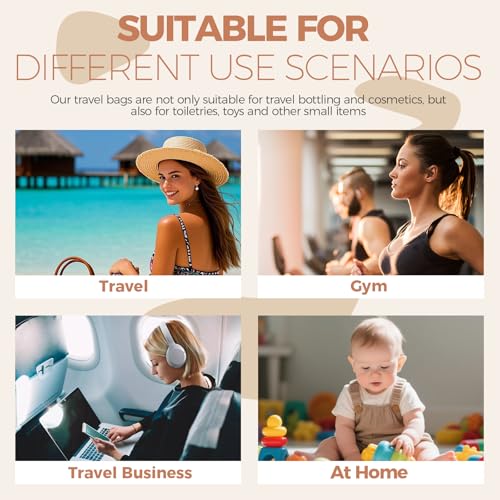 BS-MALL Toiletry Bag Waterproof Makeup Organizer Travel Size Clear - Makeup Cosmetic Organizer Water-resistant Portable Pouch PU Leather Washable Travel Essentials Makeup Bag 3 Pack