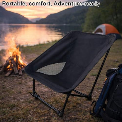 Portable Camping Chair for Young Adults and Teens, Holds 220 LB, Lightweight & Compact Foldable Camp Chair for Backpacking Travel, Outdoor Folding Chair for Beach, Sports, Fishing, Lawn & Concert