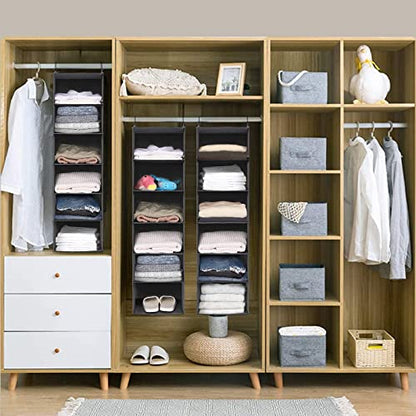 MAX Houser 6 Tier Shelf Hanging Closet Organizer, Closet Hanging Shelf with 2 Sturdy Hooks for Storage,2 Pack, Foldable (Grey) - color: Grey-2