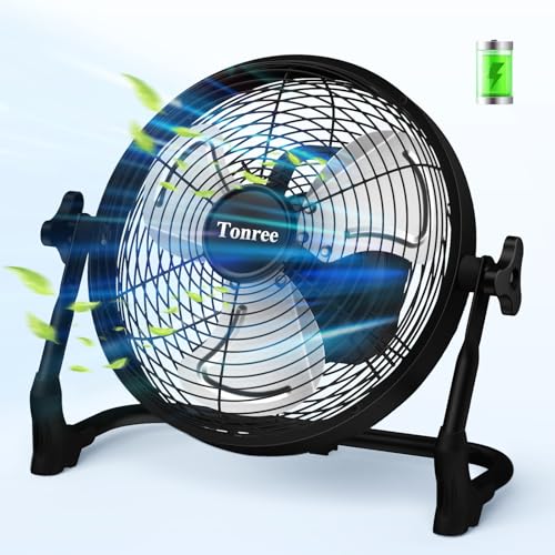 11" Portable Battery Operated Floor Fan, Hi-Velocity Rechargeable Cordless Fan, USB Phone Charge, 12-60H Runtime, Quiet, Wireless, Lightweight, For Camping Home Gym Outdoor Garage Barn Travel - color: 12" Fan