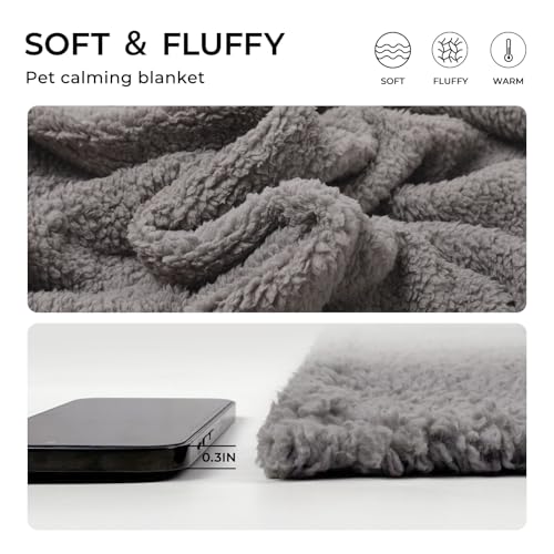 1 Pack 3 Calming Blankets Fluffy Premium Fleece Pet Blanket Soft Sherpa Throw for Dog Puppy Cat Grey Medium (30“x20'') - color: Grey, size: Medium (Pack of 3)