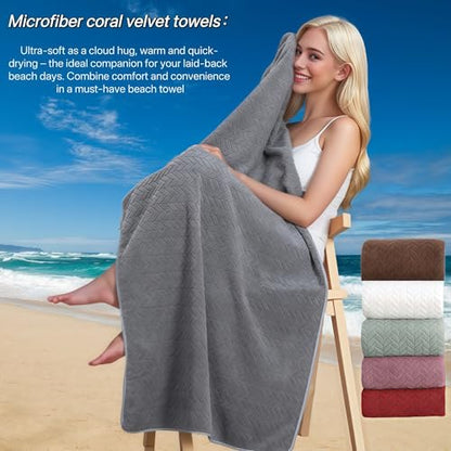 XJEXUEIZLarge Microfiber Bath Towels, Soft, Absorbent, and Quick Dry Towels for Bathroom, Pool, Beach, Swim, and Yoga, Large Bathroom Towels for Daily Use Sized at 55 inches by 27 inches (Grey)