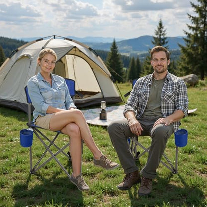 Northroad 2 Pack Tripod Camping Chairs, Portable 3 Legged Folding Tripod Stool Seat with Backrest, Small Compact Lightweight Tripod Chair for Adults Fishing Hunting - color: Blue