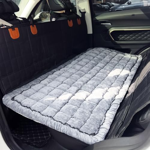 Backseat Pet Bed Mat, Truck Plaid Dog Bed for Car Back Seat, Deluxe Dog Seat Covers, Non-Slip Travel Pet Mat, Fit for Backseat Extenders and Trucks SUVs (Grey, 24.8x54 inch) - color: Grey