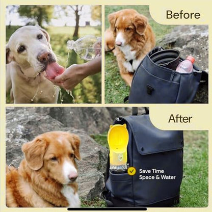 Dog Water Bottle Dispenser 380ml – Leak-Proof Lock, One-Hand Operation | Portable Pet Travel Water Bottle with Built-in Bowl | Pink- Don't Forget to Claim Your - color: Pink