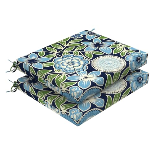 DYTXIII Set of 2 Outdoor Chair Cushions, Water Resistant 18.5"x16"x2" Square Seat Cushion for Patio Dining Chairs, High-Density Replacement Pads for Indoor Outdoor Furniture - Azure Symphony‌ - color: Azure Symphony‌, size: Set of 2