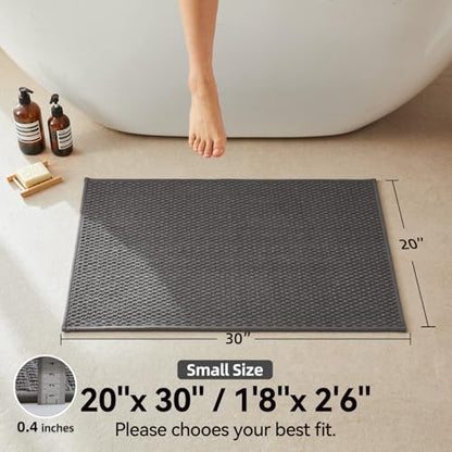 Triohero Bathroom Rugs Non Slip Washable, Super Absorbent Thin Bath Mat Small Quick Dry Low Pile Bathroom Rug, Dark Grey 20"x30" - color: Dark Grey, size: 20"x30"