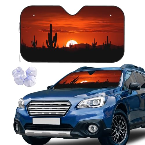 Saguaro Cactus Arizona Sunset Windshield Sun Shade Car Front Window Shades for Car Accessories Sun Heat UV Rays Visor for Universal Cars SUV Truck 51 x 27.5 Inch - color: Arizona Sunset