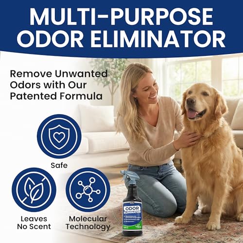 Heavy Duty Odor Eliminator Spray - 32 fl oz - Professional Strength Deodorizer for Pet, Food & Fire Odors - Non-Toxic, Fast-Acting & Residue-Free Formula - Multi-Surface Use