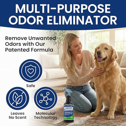 Heavy Duty Odor Eliminator Spray - 32 fl oz - Professional Strength Deodorizer for Pet, Food & Fire Odors - Non-Toxic, Fast-Acting & Residue-Free Formula - Multi-Surface Use