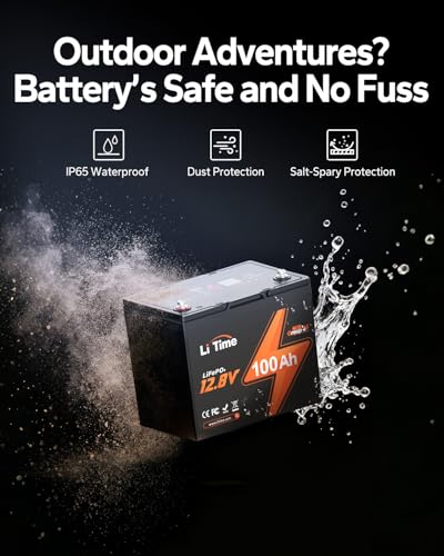 LiTime 12V 100Ah RV Lithium Battery,Group 24 Rechargeable LiFePO4 Battery with Up to 15000 Cycles, 1.28kWh and Higher Energy Density, Perfect for Trolling Motors, Boat, Marine, Solar etc. - size: 100Ah (Group 24)
