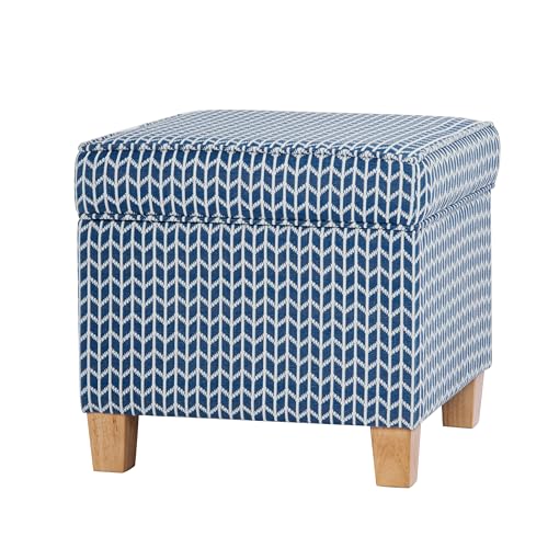 HomePop 18" Classic Square Storage Ottoman - Blue Chevron Print - color: Blue Chevron Print