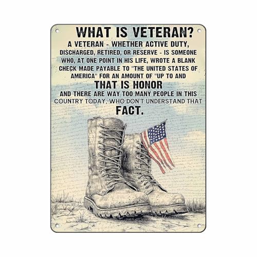 Veteran Vintage Tin Sign What is A Veteran Metal Tin Sign for Army Soldier Military Poster Home Man Cave Coffee Bar Wall Decor 12 * 16in - color: Vintage Metal Sign 14, size: 30X40cm(12*16in)