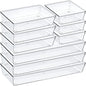 9 Pack Clear Plastic Drawer Organizer Set, Acrylic Non Slip Non Cracking Kitchen Drawer Storage Tray Large Size Divider, Multifunctional Storage for Cosmetics, Bathroom, Tools, Kitchen and Office - size: 9 PACK