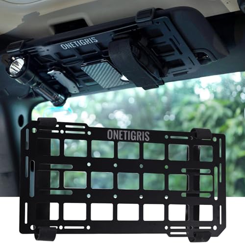 OneTigris Molle Visor Organizer, Fiberglass Rigid MOLLE Panel, Tactical Versatile Car Sun Visor Organizer Interior Accessories Holder for Vehicle, SUV, Trucks