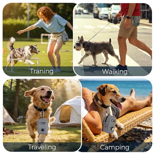 Dog Treat Pouch with Clip, Treat Pouches for Pet Training, Small Dog Treat Container Treat Bag for Leash, Waterproof Dog Treat Bag, Hands-free Training Pouch - color: Grey