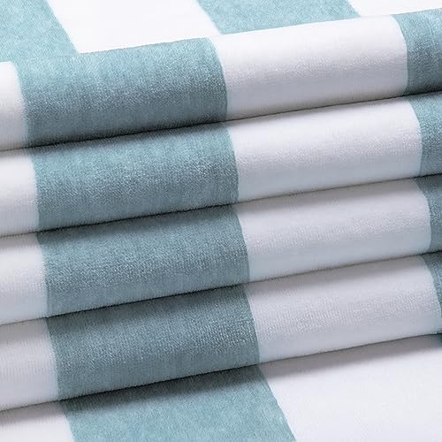 HENBAY Cotton Oversized Beach Towel - Large 70 x 35 Inch Pool Towel, Smoke Blue Striped Quick Dry Swimming Cabana Towel - color: Smoke Blue