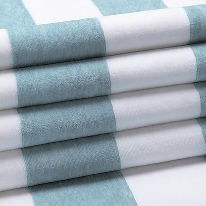 HENBAY Cotton Oversized Beach Towel - Large 70 x 35 Inch Pool Towel, Smoke Blue Striped Quick Dry Swimming Cabana Towel - color: Smoke Blue