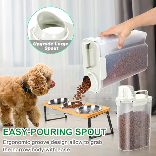 TBMax Pet Food Storage Containers 2 Pack 8-10 Lbs Airtight Dog Food Container Dispenser with Large Spout & Portable Handle, Travel Dog Treat Cat Food Storage Bin Bird Seed Container-Beige - color: Beige 6+3Qt