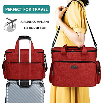 BAGLHER Dog Travel Bag, Pet Travel Bag (ALL Pet Travel Supplies), With 2 Pet Food Containers and 2 Collapsible Silicone Bowls; Essential Kits for Pet Travel Red - color: Red, size: Large