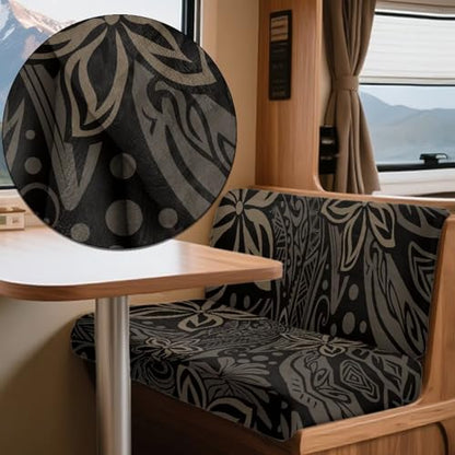 Hibisucs Polynesian Tribel Print 2 Pcs RV Dinette Cushion Covers Elastic Camper Cushion Slipcover Non-Slip RV Couch Cover Furniture Protector RV Camper Car Bench for Dogs and Kids - color: Hibisucs Polynesian Tribel