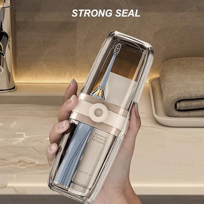Toothbrush Travel Case Portable Clear Grey Toothbrush Holders with Cover, Leakproof Toothbrush & Toothpaste Holder for Traveling School Camping Business Trip Bathroom - color: 1 Pc-clear Coffee