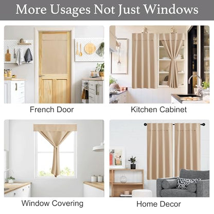 NICETOWN Biscotti Beige 42" W x 63" L No Drill Privacy Thermal Curtain, Farmhouse Solid Self-Adhesive Blackout Window Cover for Living Room, Office, Loft & Rental Apartment, 1 Panel - color: Biscotti Beige, size: 42"W x 63"L (Pack of 1)