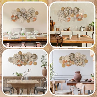 11 Pcs Boho Hanging Wall Basket Decor Handmade Woven Basket Wall Decorative Boho Wicker Baskets Placemats Round Farmhouse Bulrush Art for Rustic Home Decorations Christmas Gift(Cute) - style: Cute