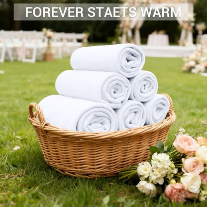 CULVE 24 Pack Fleece Throw Blanket 50x60 - Soft Lightweight Blankets in Bulk for Wedding, Gifts Pet Home Bed Sofa Couch Office Travel(White) - color: White