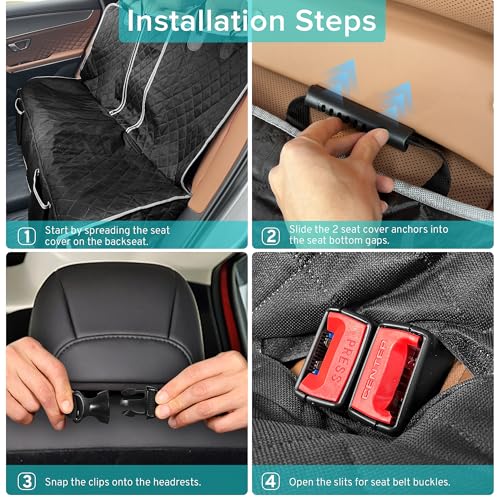 Dog Car Seat Cover Compatible with Ford Bronco Escape Edge Ecosport Fusion 4 Door Back Seat Accessories, Waterproof Pet Bench Backseat Covers with Non-Slip Backing - 2026 New