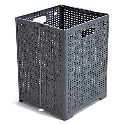 Eslite 42L Collapsible Plastic Laundry Baskets,Foldable Laundry Hamper,Pack of 2 (Grey) - color: Grey