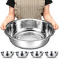Nuogo 4 Pcs Stainless Steel Mixing Bowls Metal Mixing Bowls Extra Large Basin Salad Basin Deeper Edge Dishwasher Safe Mirror Finish for Home and Commercial, Silver (18 Inch 16 Qt) - size: 18 Inch (16 Qt)