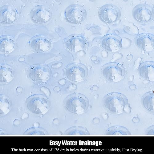 Extra Long Non Slip Bathtub Mat - 40 x 16 Inch Machine Washable Tub Mats with Suction Cups and Drain Holes for Bathroom - color: Clear, size: 40" x 16" (Rectangular)