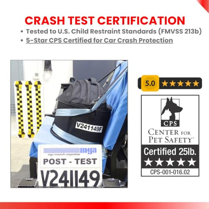 Crash-Tested 3-in-1 Portable Small Dog Car Seat, Cat Bed & Pet Carrier – CPS Certified for Crash Protection & Safe Travel (Black) - color: Black