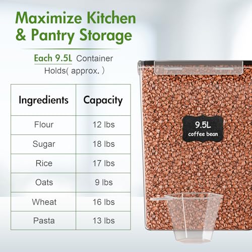 ALSO GO 2 PC (9.5L | 321 Oz) Extra Large Airtight Food Storage Containers with Lids,Kitchen and Pantry Organization Plastic Containers for Flour,Rice,Cereal,Pasta,Sugar,dog food (Leakproof, BPA-Free)