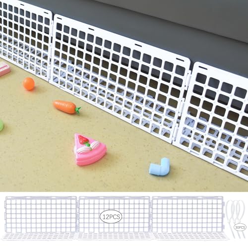 12 Pcs Under Couch Blocker for Bed Adjustable Furniture Plastic Under Bed Blocker with 30 Ties White Couch Barriers for Dogs Pets Cats (Style3) - color: Style3
