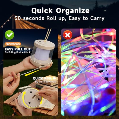 Camping String Lights, 32.8 FT Rechargeable Tent Lights, Quick 30s Recovery, Camp Lights, Camping Lantern, Battery Operated Outdoor String Lights, Camping Essentials, RV Lights(1)