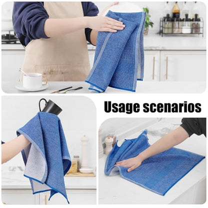Homaxy Premium Kitchen Towels(18”x 28”, 8 Pack), Large Cotton Kitchen Hand Towels, Flat and Terry Dish Towels, 380 GSM Highly Absorbent Tea Towel Set with Hanging Loop, Blueberry - color: Blueberry, style: 8-pack