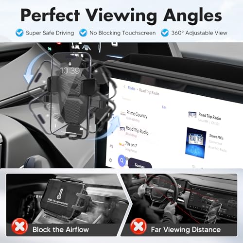 FIILINES Phone Holder for Toyota Prius 2023-2025 (Fit 12.3" Touch Screen), Phone Mount with Dash Organizer for Prius Accessories, 360 Degree Rotation Dash Mount Cell-Phone Holder - size: For Prius 2023-2025