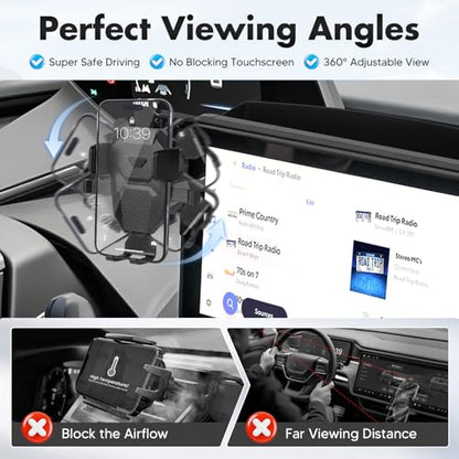 FIILINES Phone Holder for Toyota Prius 2023-2025 (Fit 12.3" Touch Screen), Phone Mount with Dash Organizer for Prius Accessories, 360 Degree Rotation Dash Mount Cell-Phone Holder - size: For Prius 2023-2025