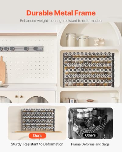 VEVOR Spice Rack Organizer for Cabinet, Spice Organizer with 72 Empty Spice Jars, Lids, Spice Labels, and Funnel Complete Set, Seasoning Organizer for Countertop, Kitchen, Pantry, Cupboard, 23x16 in - size: 23x16 in